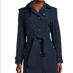 Burberry Renwick Button Front Coat- Navy